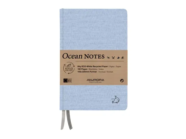 Notitieboek Aurora Ocean A5 192blz lijn 80g  linnenstructuur kaft blauw