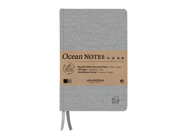 Notitieboek Aurora Ocean A5 192blz lijn 80g  linnenstructuur kaft grijs