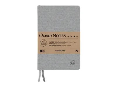 Notitieboek Aurora Ocean A5 192blz lijn 80g linnenstructuur kaft grijs Notitieboek Aurora Ocean A5 192blz lijn 80g linnenstructuur kaft grijs