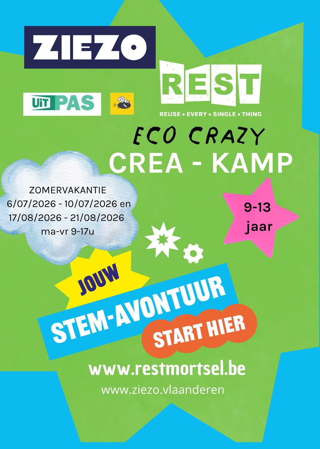Eco crazy crea kamp zomervakantie 17 tot 21/08/2026
