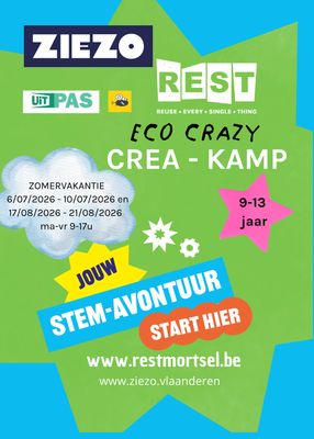 Eco crazy crea kamp zomervakantie 17 tot 21/08/2026 Eco crazy crea kamp zomervakantie 17 tot 21/08/2026