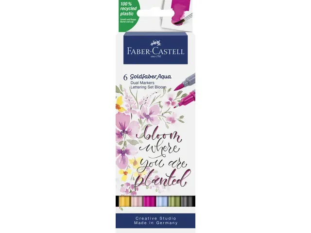 Faber Castell | Duo aquarelmarkers Goldfaber aqua lettering set bloom |etui 6 stuks
