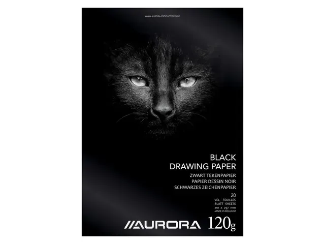 Tekenblok Aurora A4 20v 120g zwart tekenpapier Tekenblok Aurora A4 20v 120g zwart tekenpapier