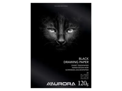 Tekenblok Aurora A4 20v 120g zwart tekenpapier