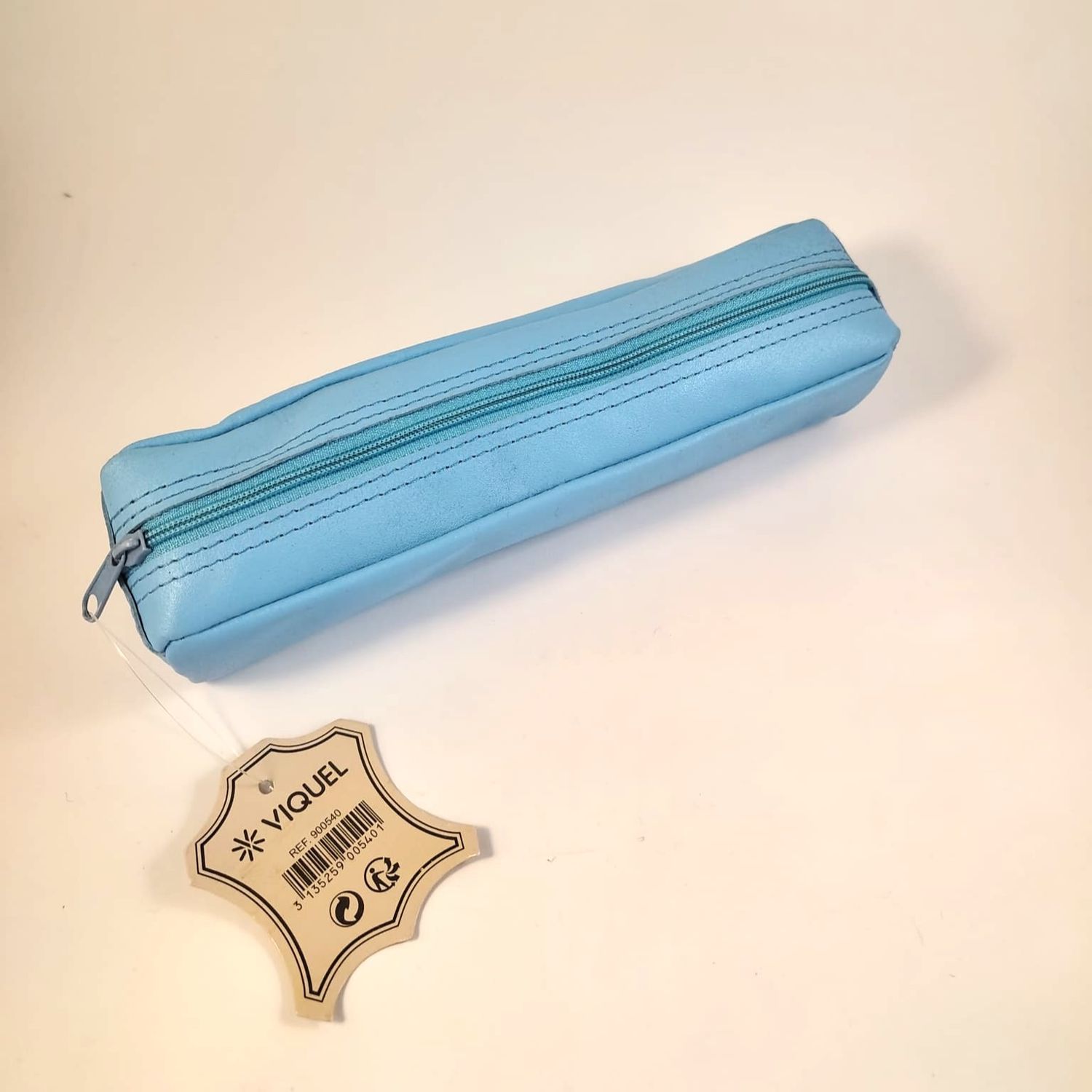 Viquel pennenzak echt leder lichtblauw rechthoekig