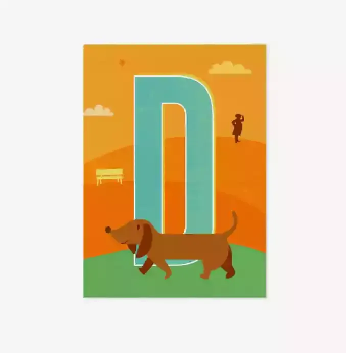 Monimari postkaart letter D