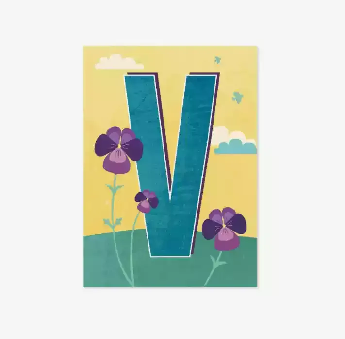 Monimari postkaart letter V
