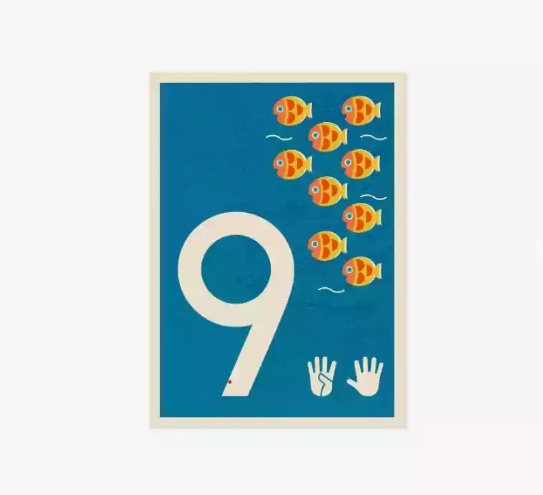 Monimari postkaart cijfer 9