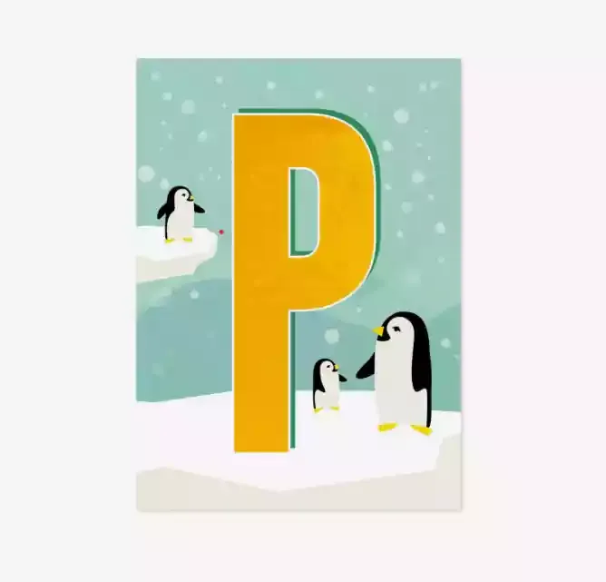Monimari postkaart letter P