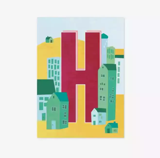 Monimari postkaart letter H