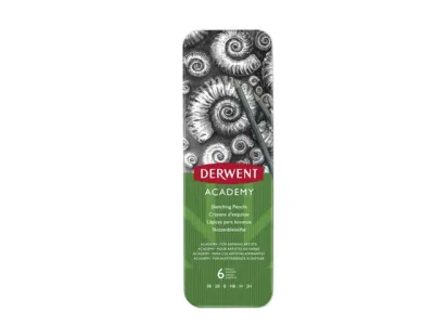 Set van 6 potloden 3B tot 2H | Derwent Academy | blik à 6 stuks Set van 6 potloden 3B tot 2H | Derwent Academy | blik à 6 stuks