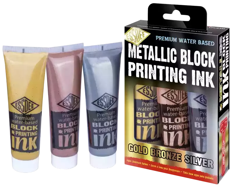ESSDEE | Premium Block Printing Drukinktl | Metallic set | 3 x 100ml