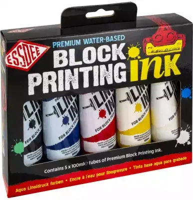 ESSDEE | Premium Block Printing Drukinkt | Primaire Kleuren | 5 x 100ml