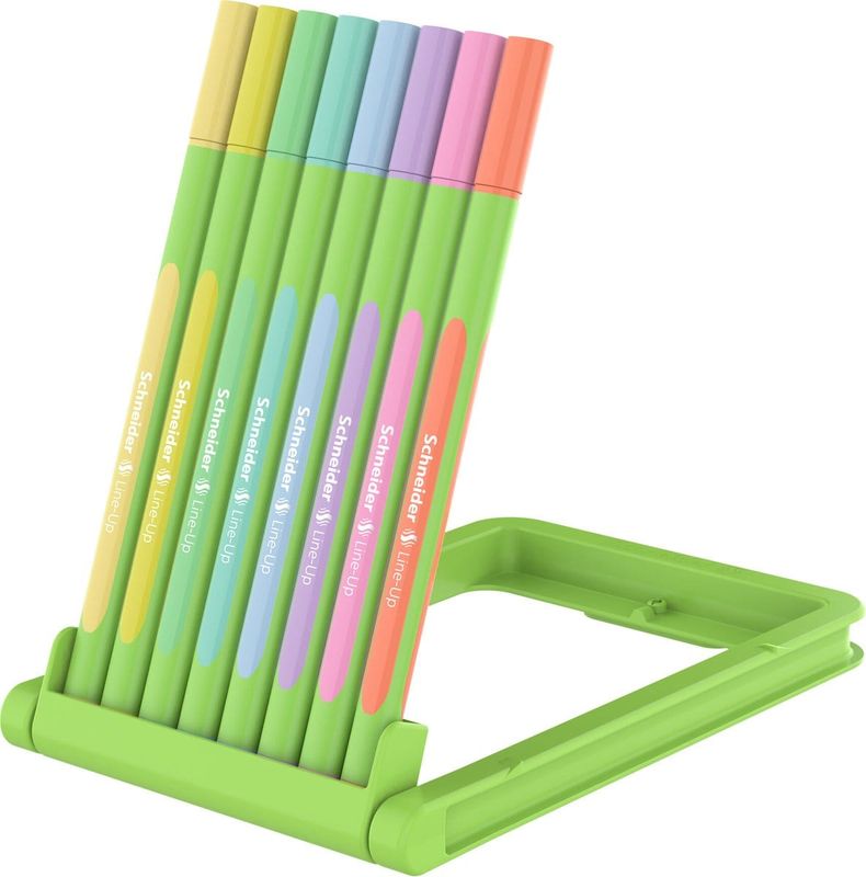 Fineliner Schneider Line-Up Pastel 0,4mm verstelbare pencil case 8 stuks