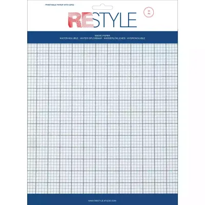 ReStyle Wateroplosbaar borduurpapier met ruitjes | 2 vellen A4 21x29,7cm ReStyle Wateroplosbaar borduurpapier met ruitjes | 2 vellen A4 21x29,7cm