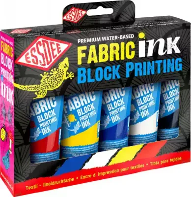 ESSDEE | Lino Inkt (Drukinkt) voor stoffen | Set 5 x 100 ml.