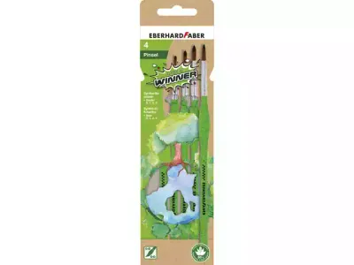 Penselenset Fijn rond 0,1,2 en 4 | Eberhard Faber Green Winner  | 4st. synthetisch haar en handvat