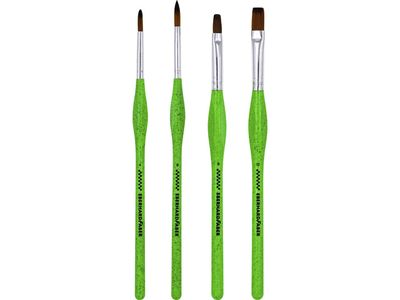 Penselen rond/plat 4,6,8 en 12 | Eberhard Faber Green Winner | 4st. , synthetisch haar en handvat