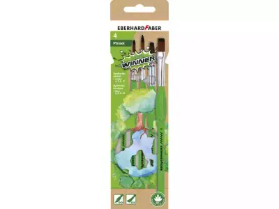 Penselen rond/plat 4,6,8 en 12 | Eberhard Faber Green Winner | 4st. , synthetisch haar en handvat