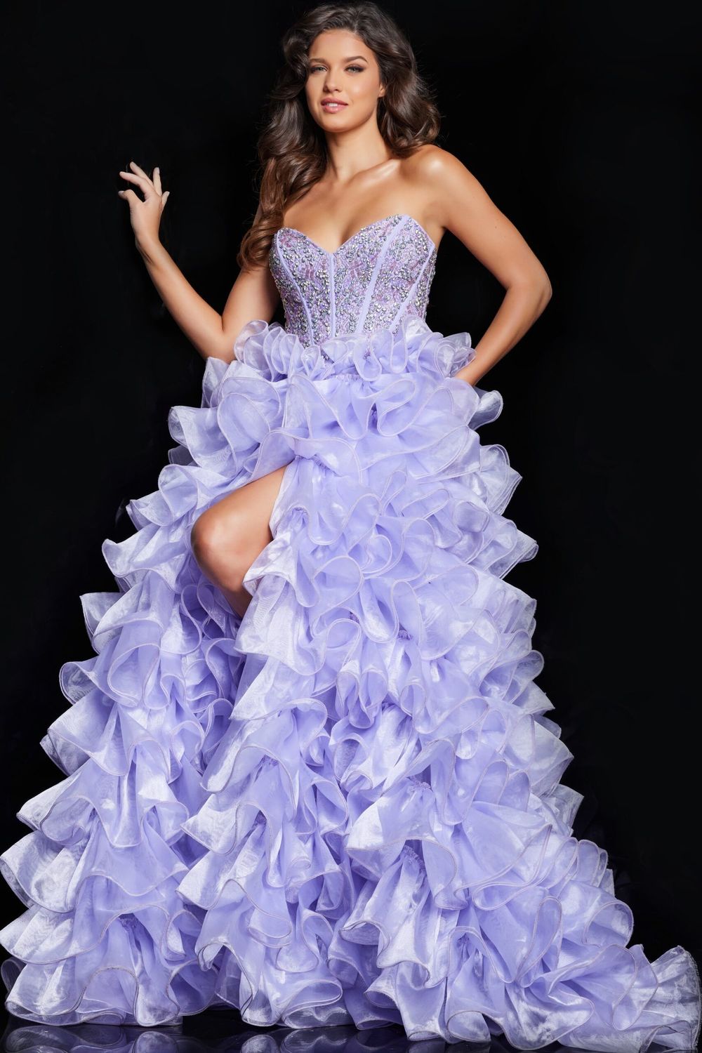 Corset Bodice Lilac Prom Dress 37322