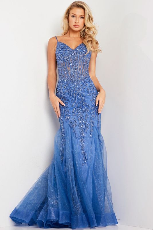 Blue Mermaid Embellished Dress 37416