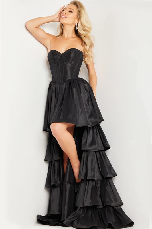 Black Strapless High Low Dress 26006