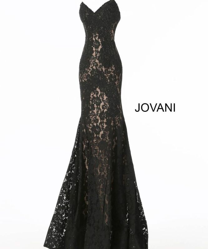 Fitted Strapless Lace Formal Dress 37334