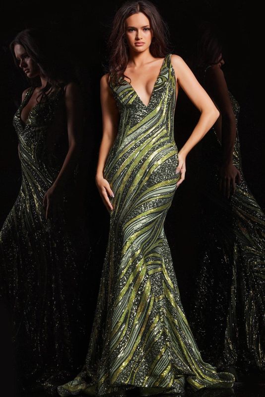 Jovani 22314 Black Silver Sequin Mermaid Dress