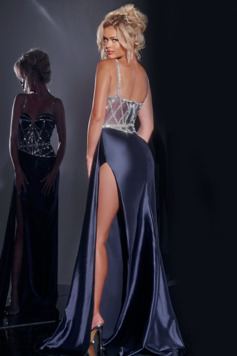 Sweetheart Neckline Beaded Dress 40506