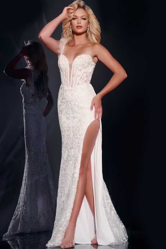 Corset Sheath Gown with Slit 40425