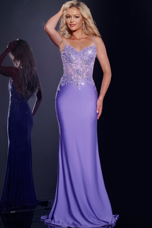 Fitted Gown with Delicate Embroidery 42221