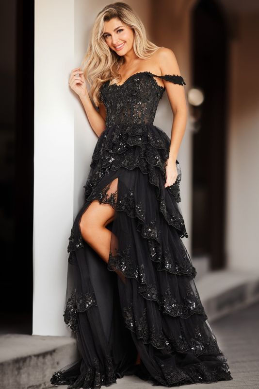 Black Off the Shoulder Dress 36687
