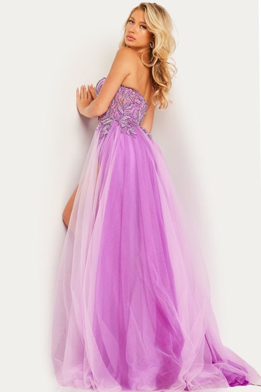 Lilac Embellished High Slit Dress 23710