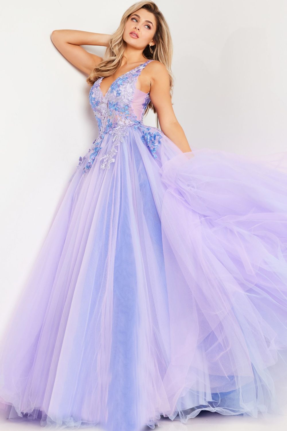 Lilac Multi Floral Bodice Ballgown 24602
