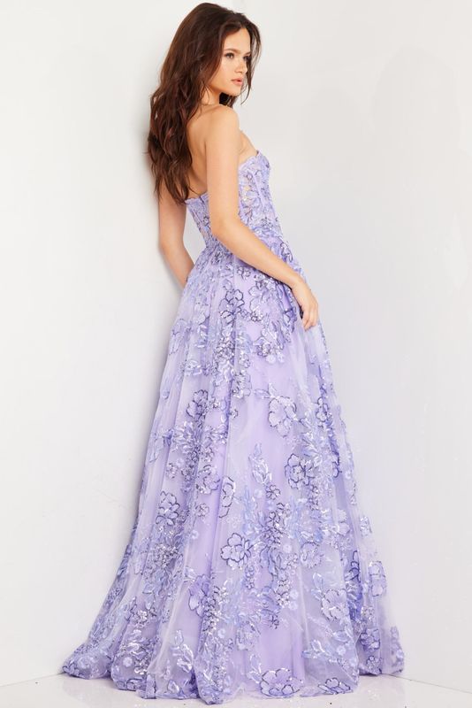 Lilac Corset Bodice Embroidered Ballgown 26223