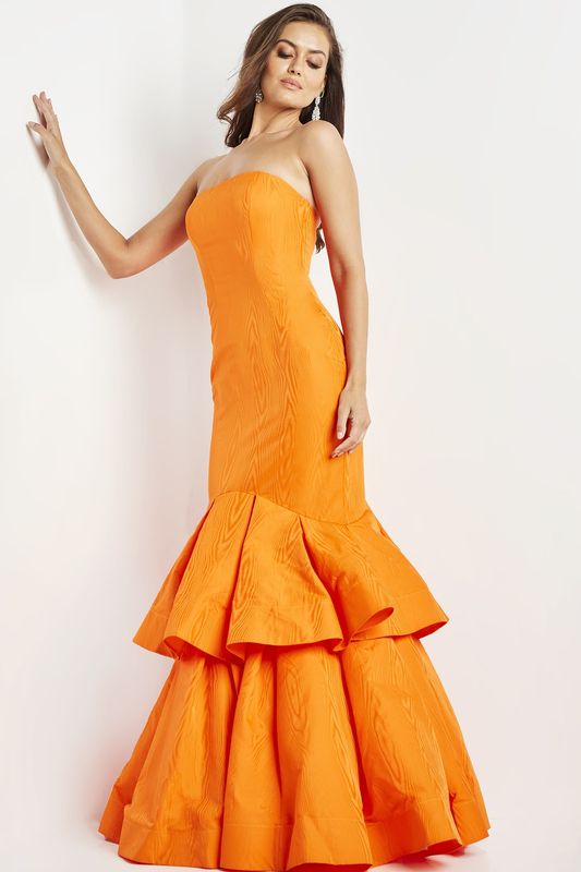 Jovani 22921 Orange Strapless Mermaid Dress