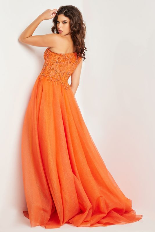 Orange Embellished Bodice A Line Gown 25688