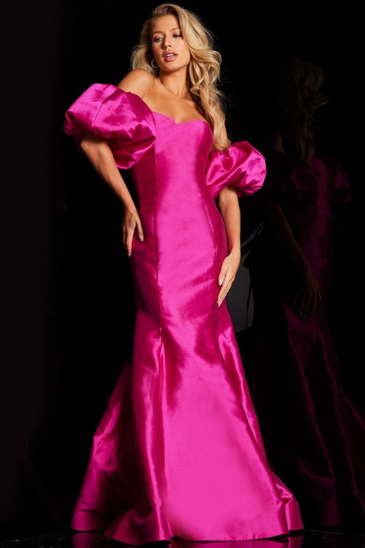 22830 Fuchsia Off the Shoulder Mermaid Prom Dress