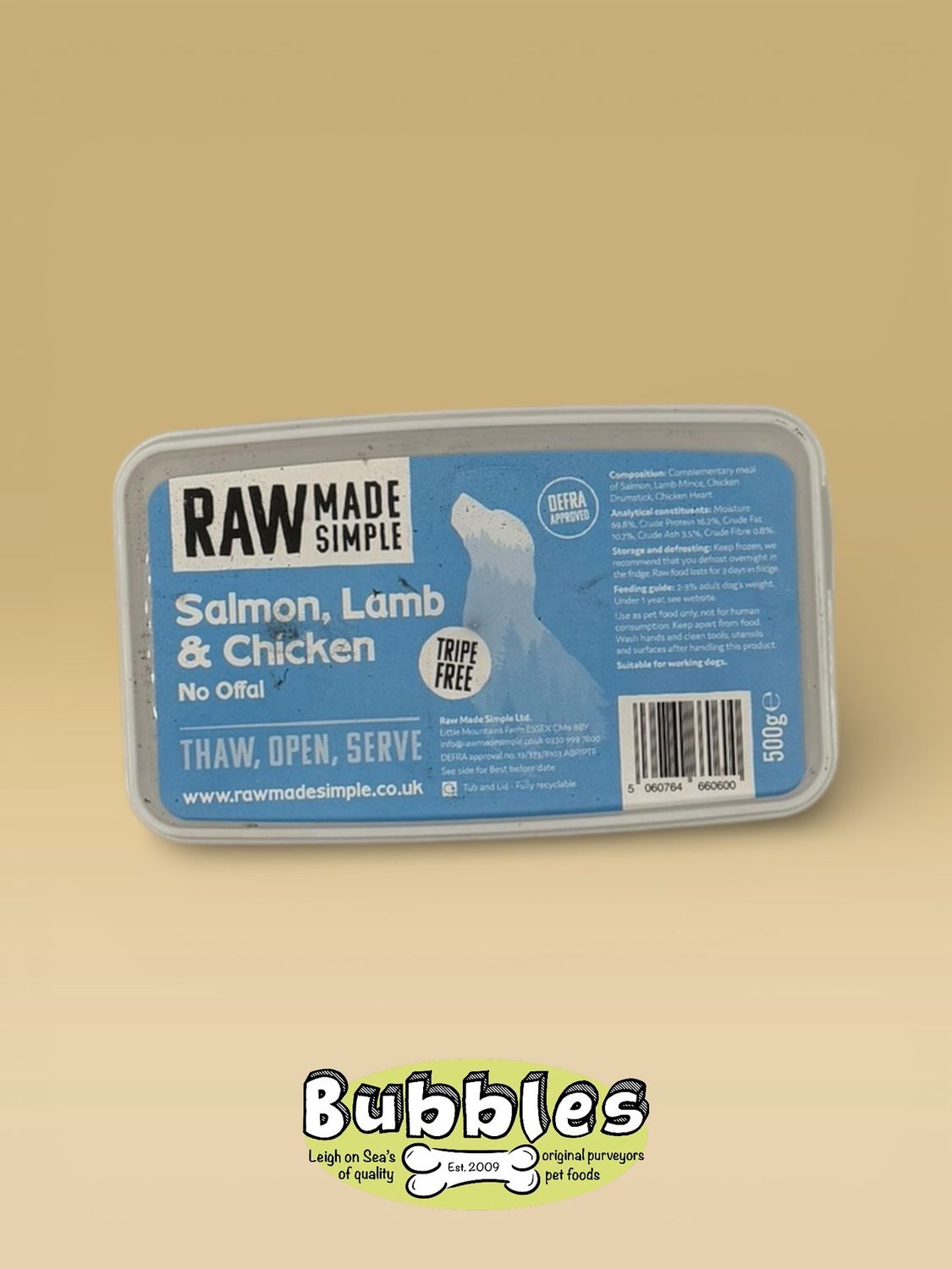 Raw Made Simple Salmon, Lamb &amp; Chicken (500g)