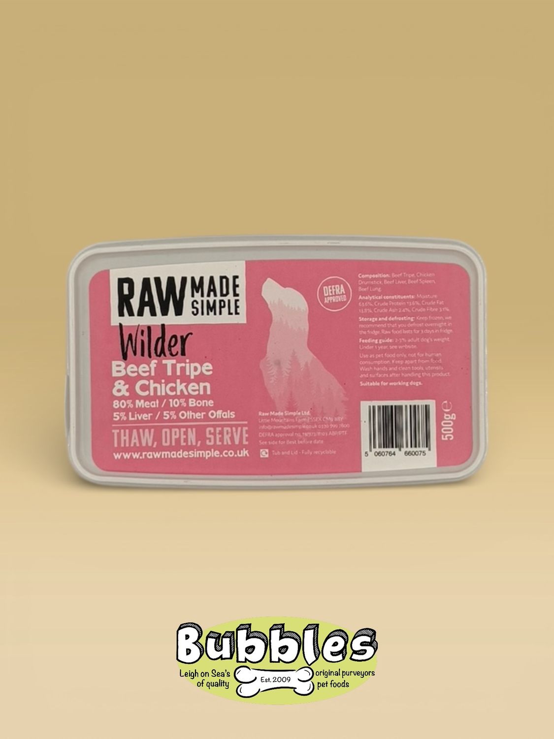 Raw Made Simple Beef Tripe &amp; Chicken (500g)