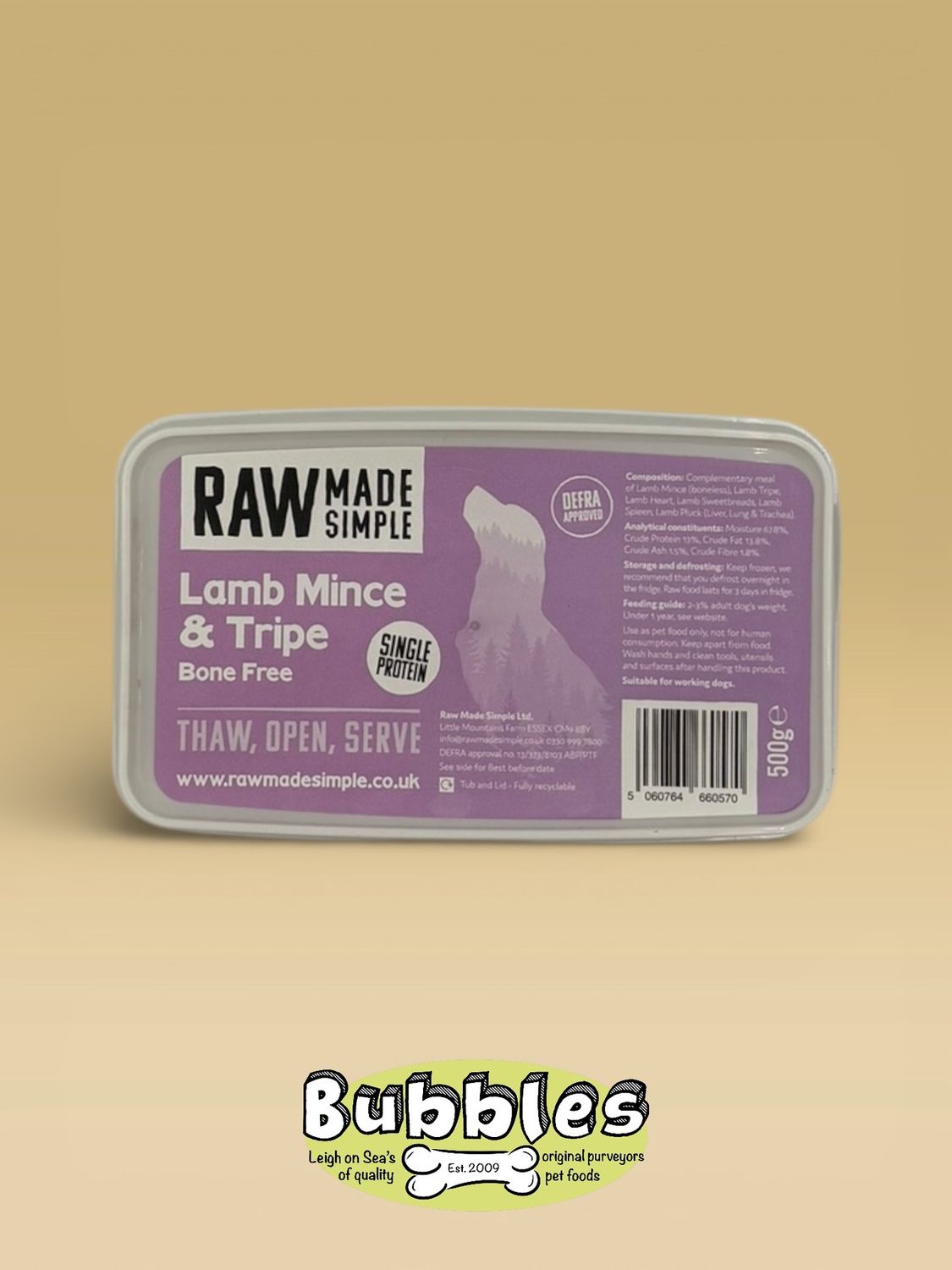 Raw Made Simple Lamb Mince and Tripe (500g)