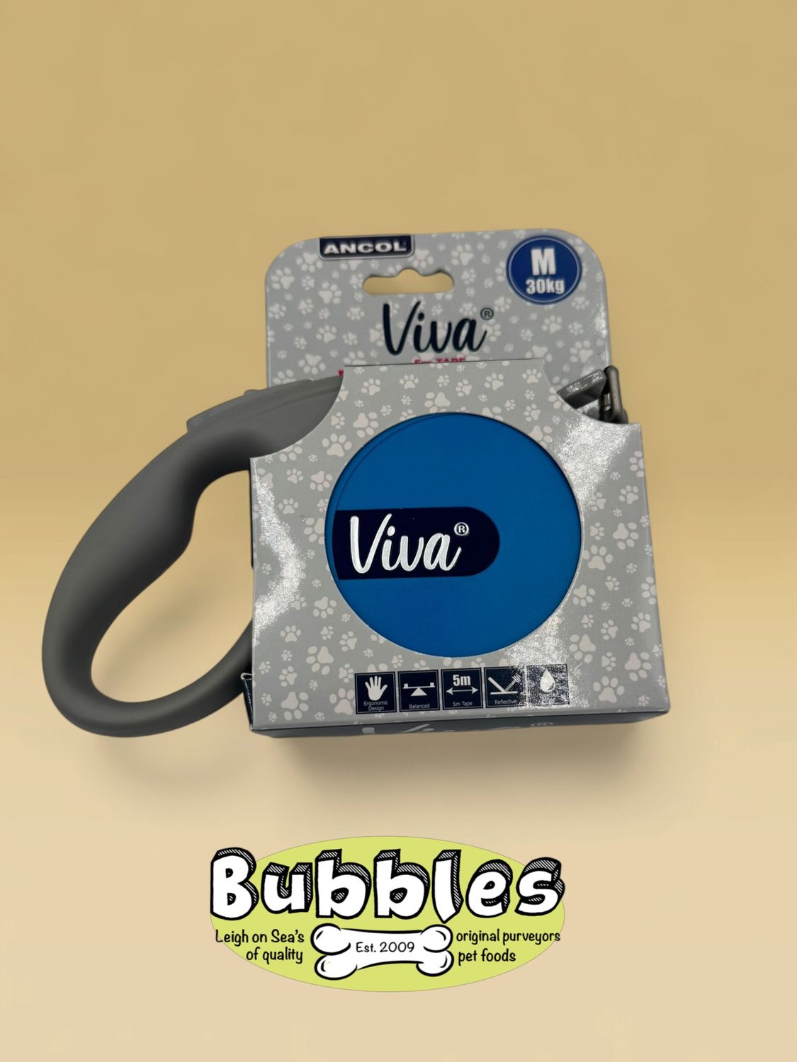 Ancol Viva Retractable 5m Lead (Blue) (Medium)