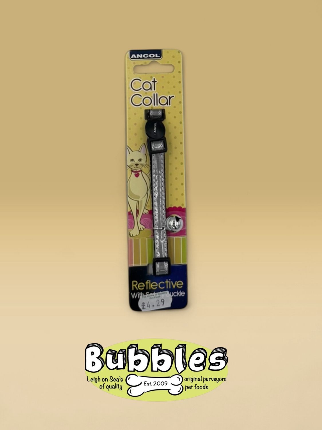 Ancol Gloss Reflective Safety Cat Collar (Silver)