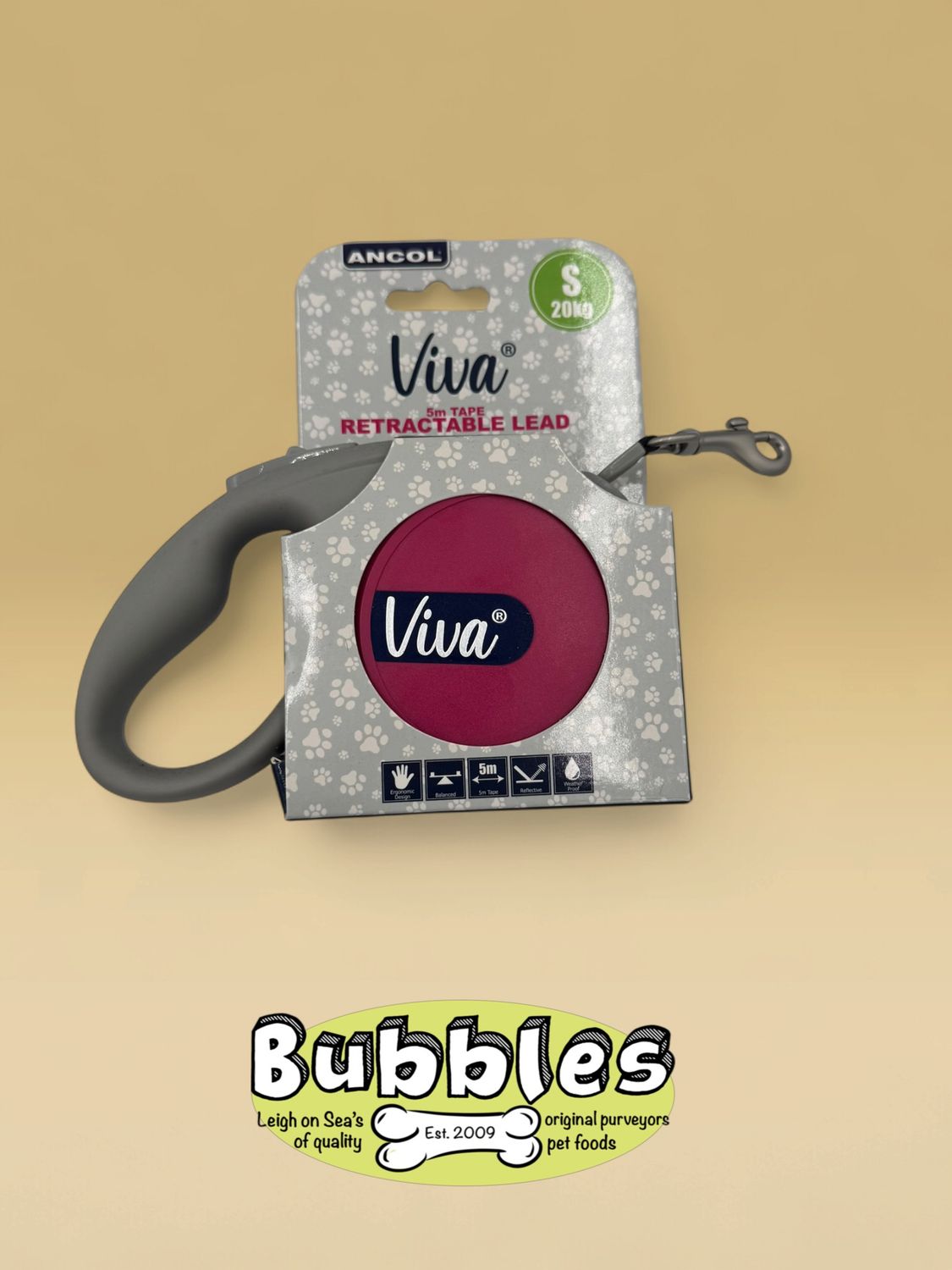 Ancol Viva Retractable 5m Lead (Pink) (Small)