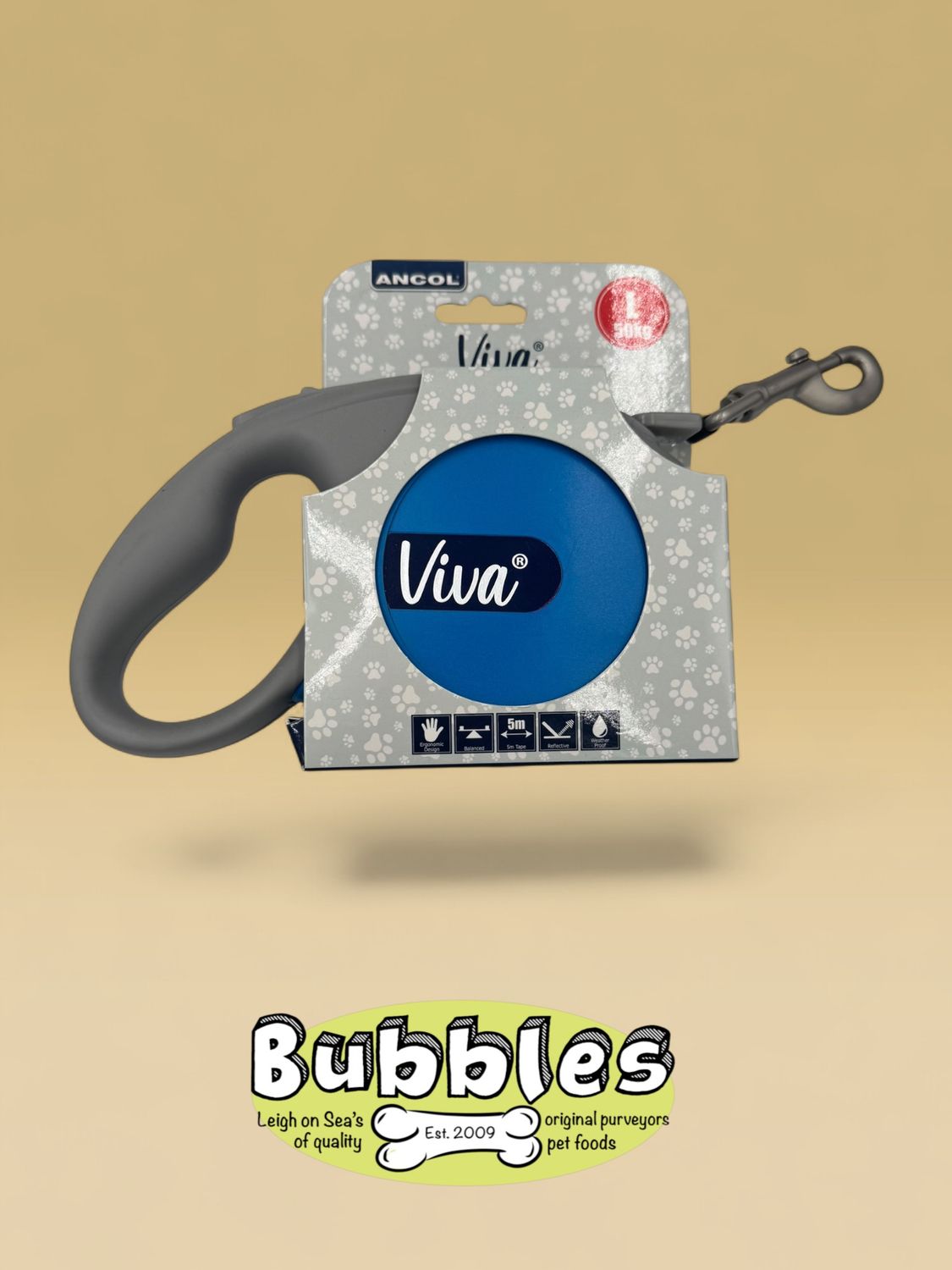 Ancol Viva Retractable 5m Lead (Blue) (Large)