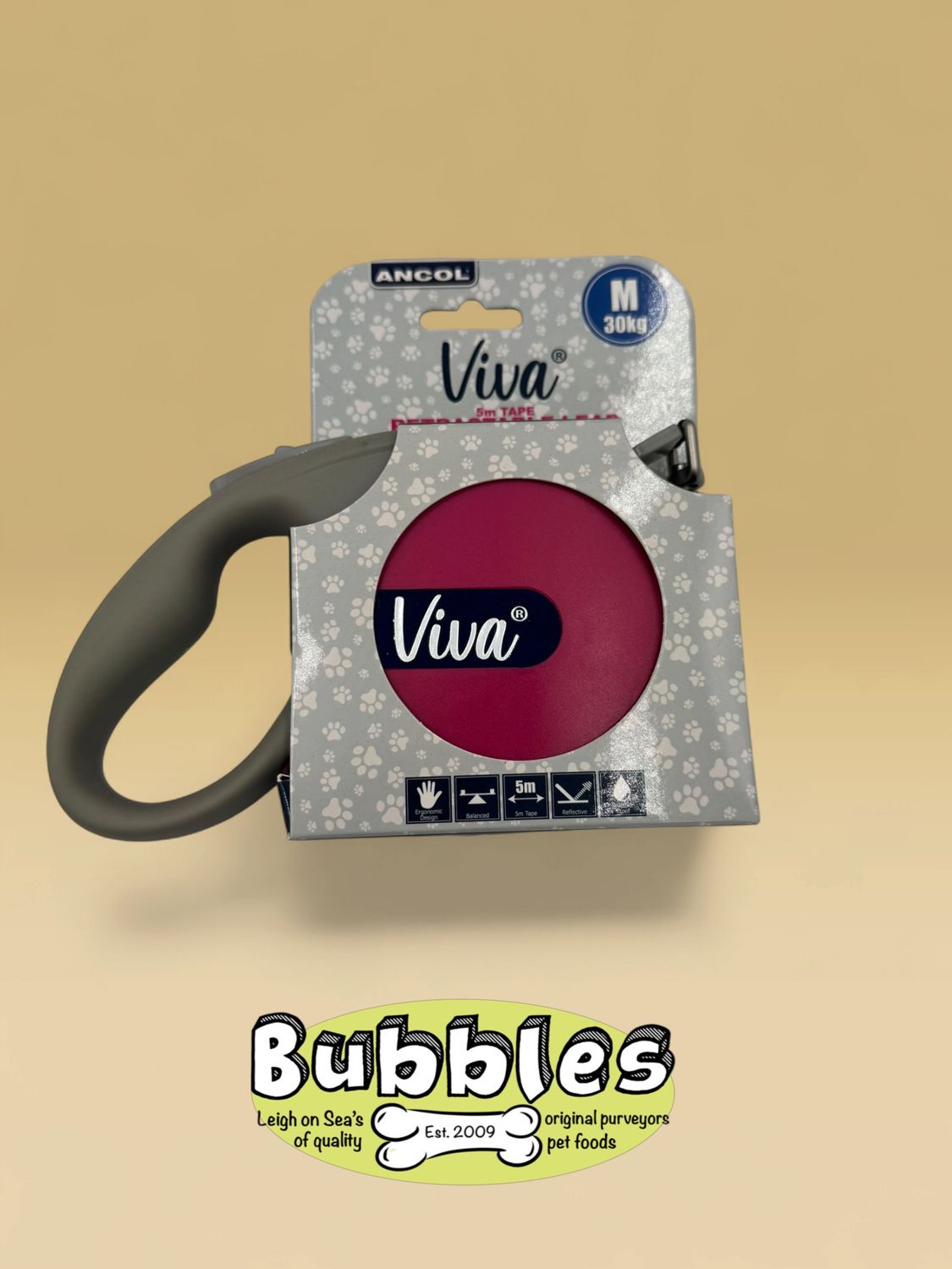 Ancol Viva Retractable 5m Lead (Pink) (Medium)