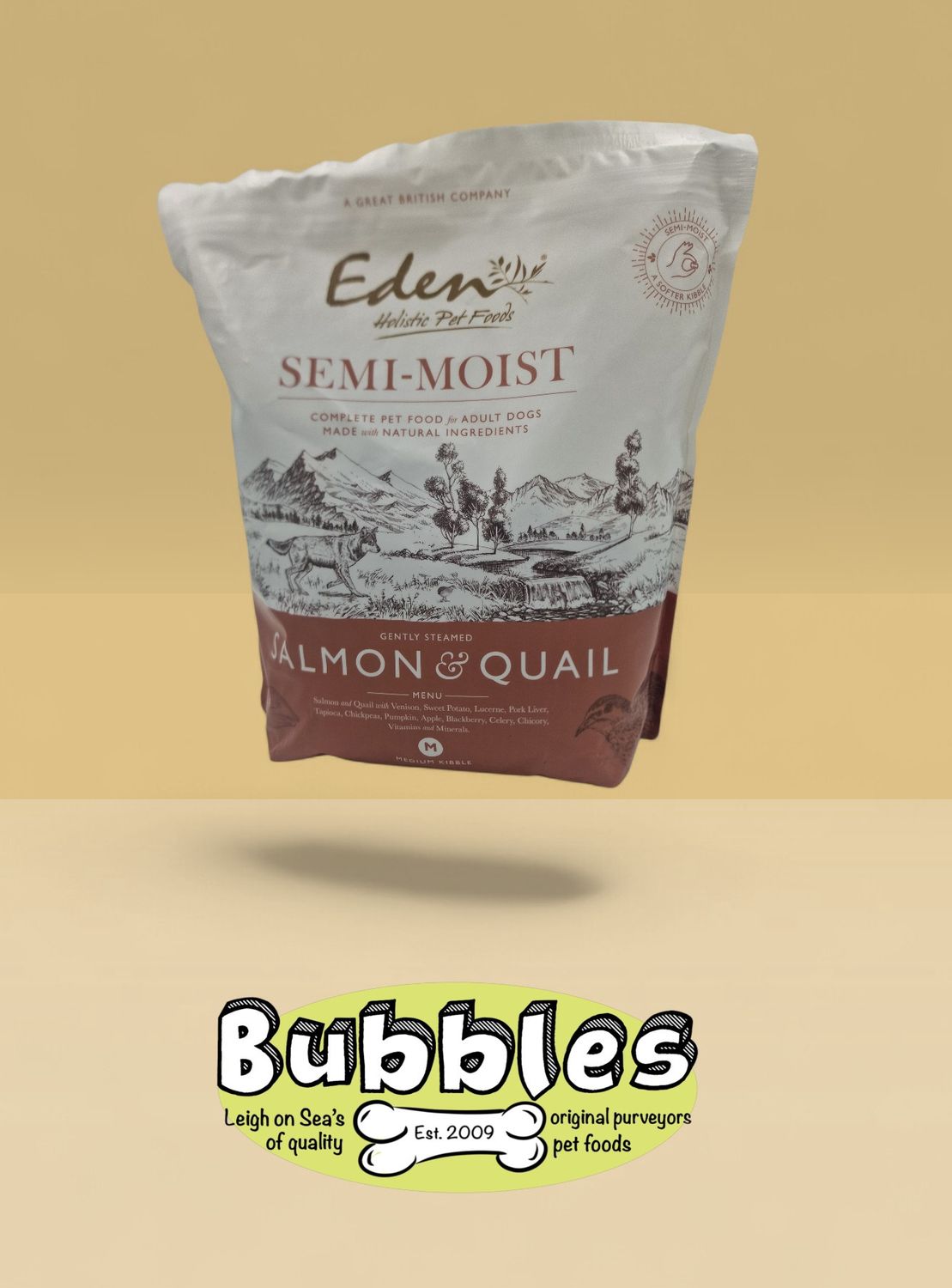 Eden Semi-moist Salmon &amp; Quail Medium Kibble (2kg)