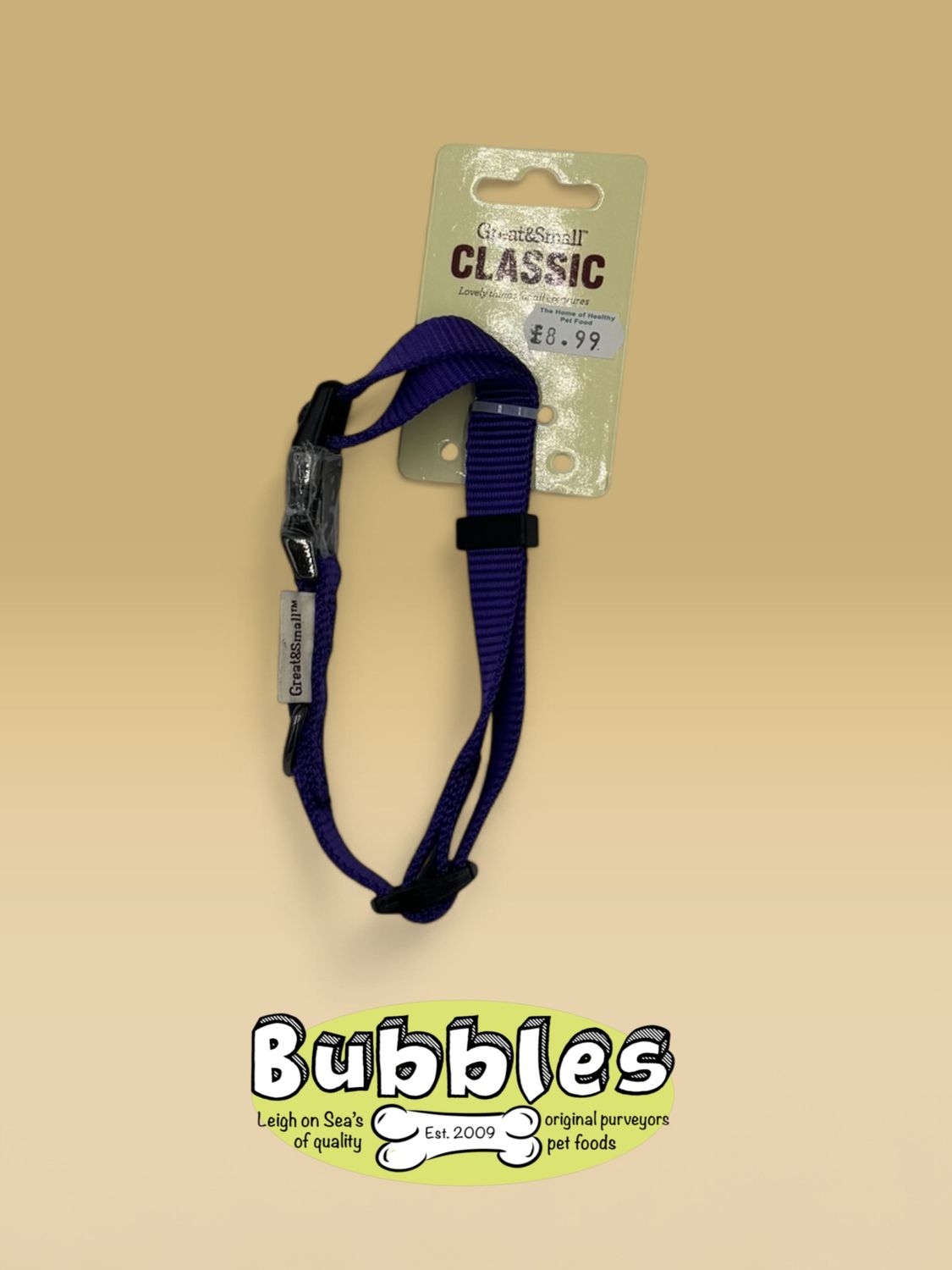Great and Small Classic Adjustable Collar (Purple) (30 - 45cm)