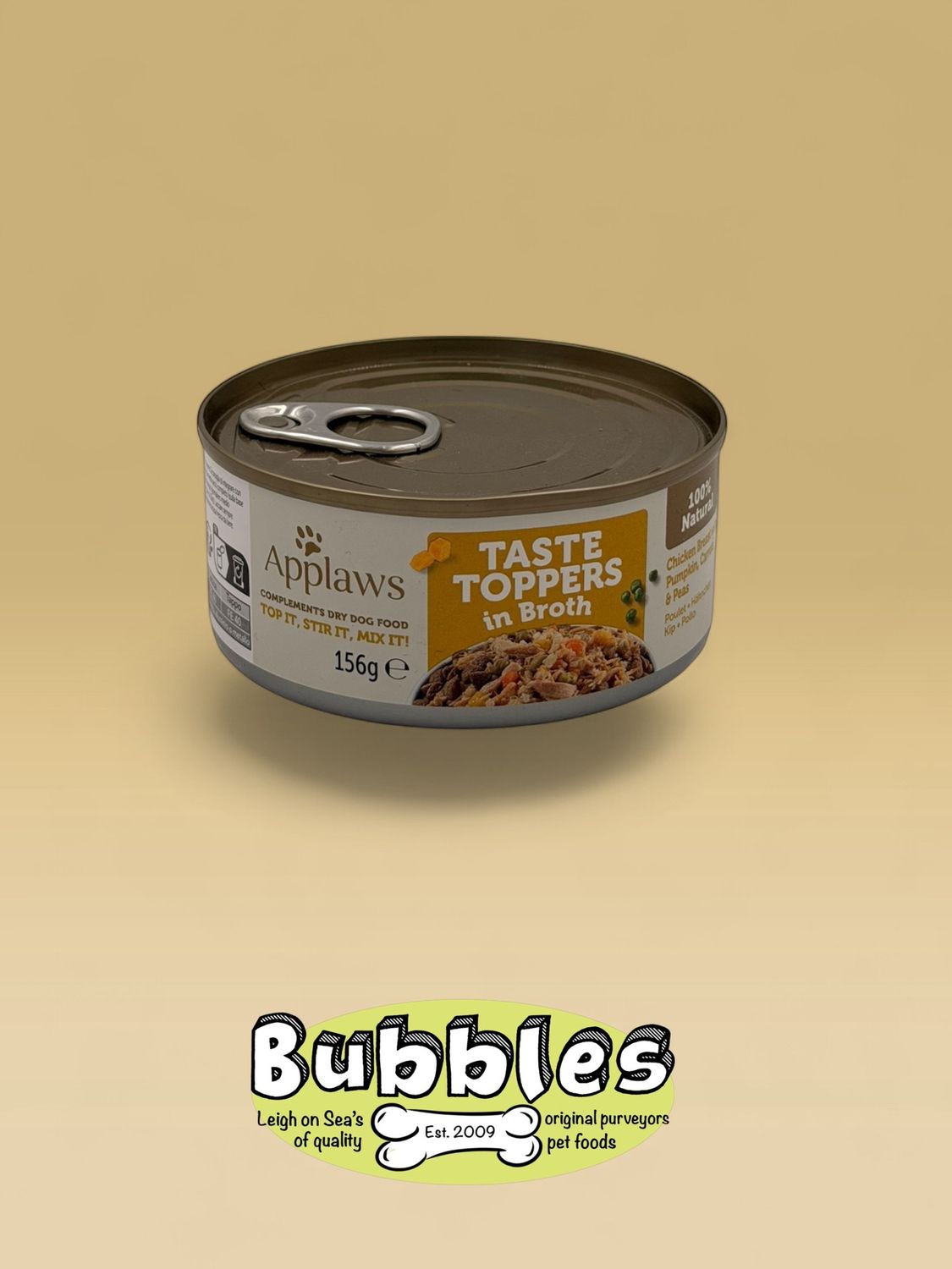 Applaws Taste Toppers Natural Wet Dog Food Can Chicken with Pumpkin Carrot &amp; Peas in Broth (156g)