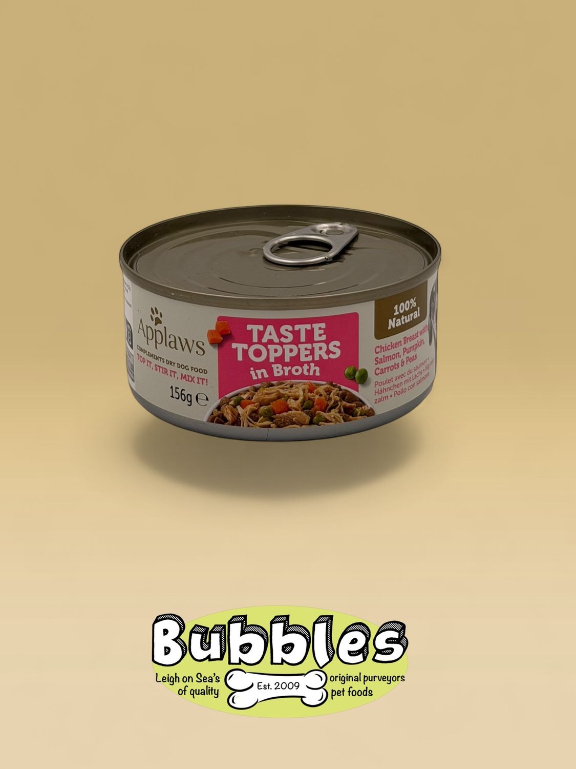 Applaws Taste Toppers Natural Wet Dog Food Can Chicken with Salmon and Vegetables in Broth (156g)